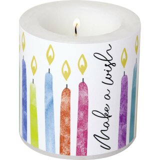 Windlicht Kerze  ( BIRTHDAY WISH  ) IHR, H 7,5 cm, D 7,5 cm