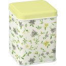 Quadratische Teedose IHR  ( FLEURS grey yellow )