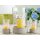 Zement Windlicht  ( Wildblumen ) sortiert rund, grau, klar 3 sortiert 13 x 8 cm GILDE
