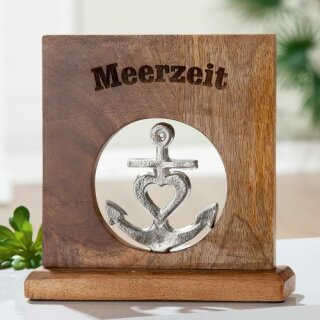 Standrelief, quadratisch, "Meerzeit", Holz, naturfarben L. 5 cm, B. 23 cm, H. 23 cm GILDE