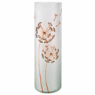 Vase, (  Dandelion ) , Pusteblumenmotiv, Blumenmuster, Glas,weiß,, H. 40 cm, D. 11,2 cm GILDE