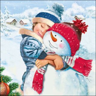 Serviette 33 x 33 cm  3 lagig, 20 Stück pro Packung Sweet snowman FSC Mix  AMBIENTE