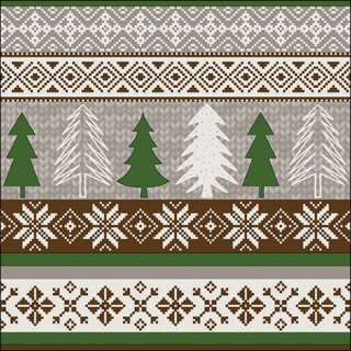 Serviette 33 x 33 cm  3 lagig, 20 Stück pro Packung Knitted trees green FSC Mix AMBIENTE