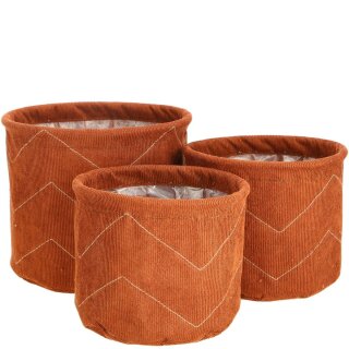 Stoff Kübel "Amelie", 3er-Set, D17/15/14cm, ziegelrot