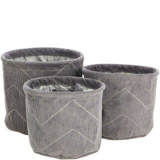 Stoff Kübel "Amelie", 3er-Set, D17/15/14cm, grau
