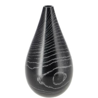 Holz Vase "Vero", D8,5cm, H14cm, Öffnung: 1cm, schwarz Material: Eschenholz