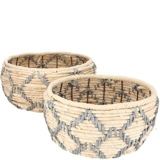 Natur Schale "Korbin", 2er-Set, D39cm/33cm, natur-grau mit Folie, Material: Maisblatt