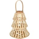 Holz Laterne "Tanne" D14cm, H50cm, natur Material: Bambus Glas: D12cm H12cm