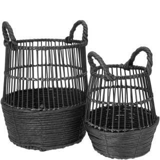 Natur Kübel "Baffin", 2er-Set, D28/21cm, schwarz Material: Rattan