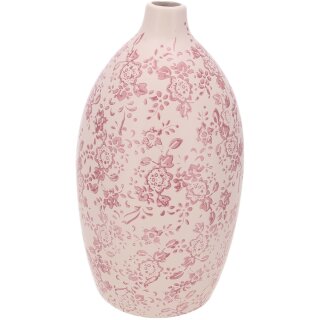 Keramik Vase "Karla", D16cm, H29cm, Öffnung: 2cm, rosa außen glasiert, mit Filzfüßen