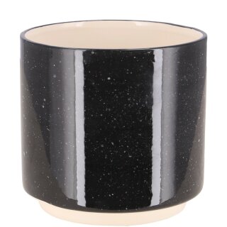 Keramik Kübel "Dirk", D12cm, H11,5cm, für TO10, schwarz Keramik, innen und außen glasiert, mit Filzfüßen