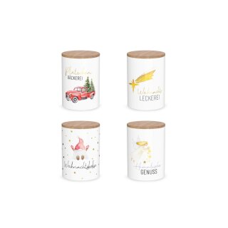 Vorratsdose Set Love XMas 4x2 Maße: Durchmesser 11cm, Höhe 16cm; Füllmenge ca. 1000m Material: Keramik mit Bambusdeckel und Silikondichtung, Füllmenge: 1 Liter #1