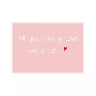 Postkarte Quer  "All you need is love and a cat"