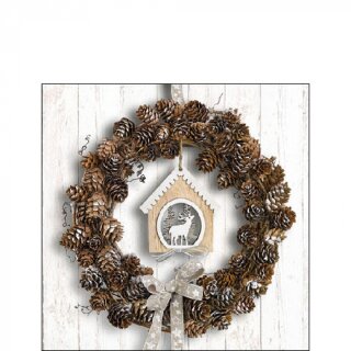 Serviette 25 x 25 cm  3 lagig, 20 Stück pro Packung "Pine cone wreath FSC Mix " AMBIENTE