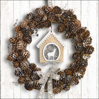 Serviette 33 x 33 cm  3 lagig, 20 Stück pro Packung " Pine cone wreath FSC Mix " AMBIENTE