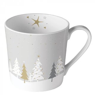 Becher / Mug / Tasse ca. 0.3L , 9 cm Hoch- Ø9, cm ( Midnight trees grey  ) AMBIENTE