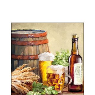 Serviette 25 x 25 cm  3 lagig, 20 Stück pro Packung "  Beer and hops FSC Mix   " AMBIENTE