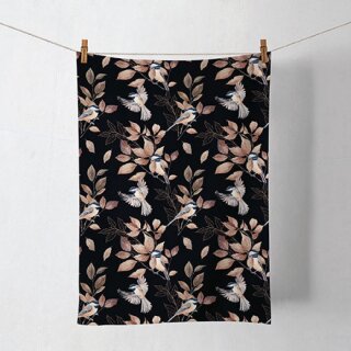 Geschirrhandtuch 100% Baumwolle 50 x 70 cm  Lovely chickadee black   AMBIENTE