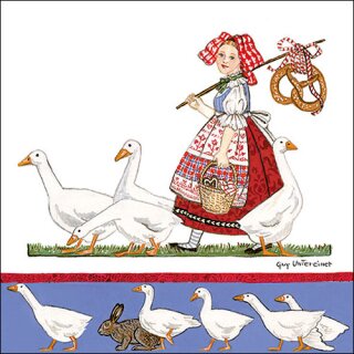 Serviette 33 x 33 cm  3 lagig, 20 Stück pro Packung Girl with Geese  FSC Mix  "AMBIENTE