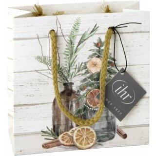 Geschenktasche 14 x 14 x 6 cm IHR " Seasonal Deco Cream  "