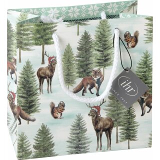 Geschenktasche  " Nordic Winter Animals "; IHR  L 18 x B 9,5 x H 18 cm