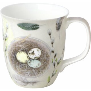 Becher Bone China IHR EGGS AND FEATHERS nature  Durchmesser 8 cm, Höhe 10 cm