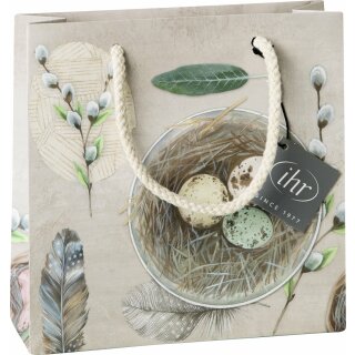 Geschenktasche ( EGGS AND FEATHERS nature ) IHR 18 x 6 x 18 cm