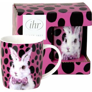 Porzellanbecher IHR " BAD HAIR BUNNY " Ø 8,5 x H 9 cm  in Geschenkkartonage