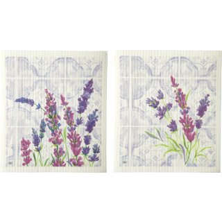 Spültuch 2 / Set, 17 x 19 cm LAVANDA lavender IHR 70% Zellulose, 30% Baumwolle