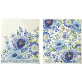 Spültuch 2 / Set, 17 x 19 cm SPRINGTIME BLUES light blue IHR 70% Zellulose, 30% Baumwolle
