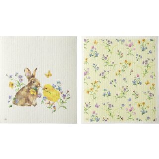 Spültuch 2 / Set, 17 x 19 cm BUNNY AND CHICK IHR 70% Zellulose, 30% Baumwolle