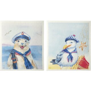 Spültuch 2 / Set, 17 x 19 cm CAPTAIN CHARLIE IHR 70% Zellulose, 30% Baumwolle