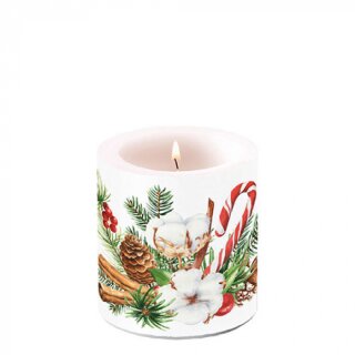 Windlicht Kerze Ø 7,5 cm Höhe 8 cm Small Christmas Arrangement  AMBIENTE