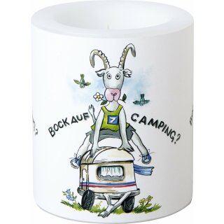 Windlicht Kerze ( BOCK AUF CAMPING ) IHR, H 10 cm, D 9 cm