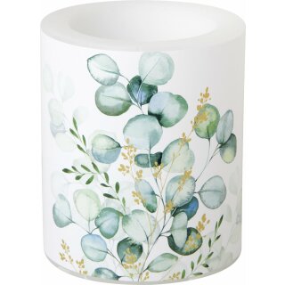 Windlicht Kerze ( EUCALYPTUS BOUQUET gold ) IHR, H 10 cm, D 9 cm