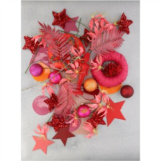 Chico Zweig "Corin", 3 Blätter, L94cm, rot/beeist