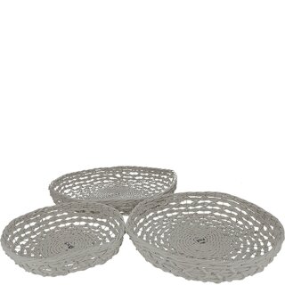 Natur Tablett "Korbin", 3er-Set, D60/50/40cm,  grau Material: Papierkordel und Metall,