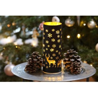 LED Dekolicht PICO groß, Ø9x25 cm (schwarz-gold / Glas / mit 20 Micro-LEDs)