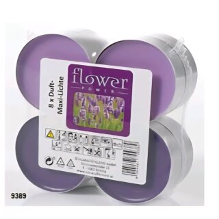 8er Duft Maxi Teelichte, Brenndauer: ~7-8h (Lavendel)