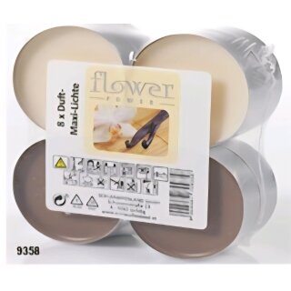 8er Duft Maxi Teelichte, Brenndauer: ~7-8h (Vanille)