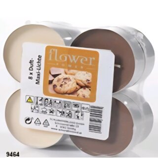 8er Duft Maxi Teelichte, Brenndauer: ~7-8h (Cookies)