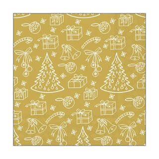 Serviette 33 x 33 cm  3 lagig, 20 St&uuml;ck pro Packung Outlined ornaments gold AMBIENTE