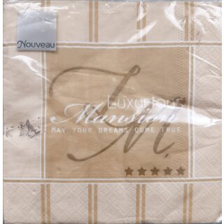 Serviette 33 x 33 cm , 3 lagig 20 St&uuml;ck pro Packung " Mansion cream6  " NOUVEAU #1