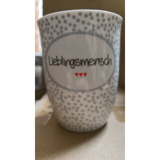 Tasse mit Henkel  Lieblingsmensch " 500 ml H 12 cm , D 9,5 cm
