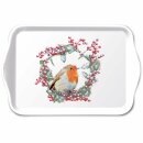 Tablett Melamin 13 x 21 cm, ROBIN IN WREATH AMBIENTE