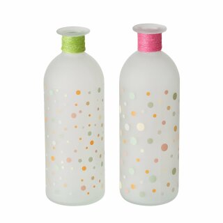 Vase , 2 sort., H 21,00 cm, Glas lackiert, Matt, Einfarbig, Gepunktet