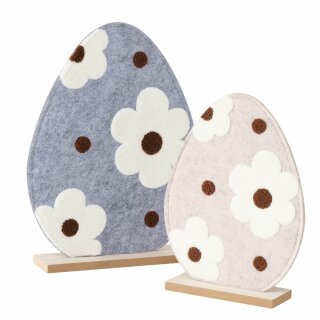 Dekoaufsteller Nayla, 2 tlg., Set 2, Ei, mit Stand, H 26,60-34,00 cm, MDF, Polyester