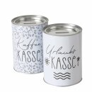 Spardose Kaffeekasse, 2 sort., Rund, H 14,00 cm, D 10,00...