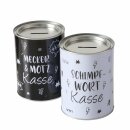 Spardose Meckerkasse, 2 sort., Rund, H 13,30 cm, D 10,00...