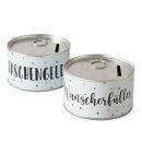 Spardose Sparen, 2 sort., Rund, H 5,00 cm, D 8,50 cm, Eisen